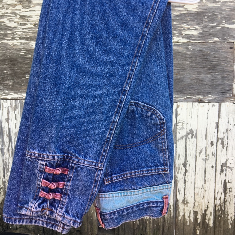 Vintage high waisted mom jeans size 11 two tone blue pink 80s stranger things